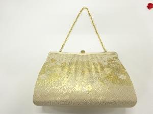 リサイクル　草花模様織出し和装バッグ